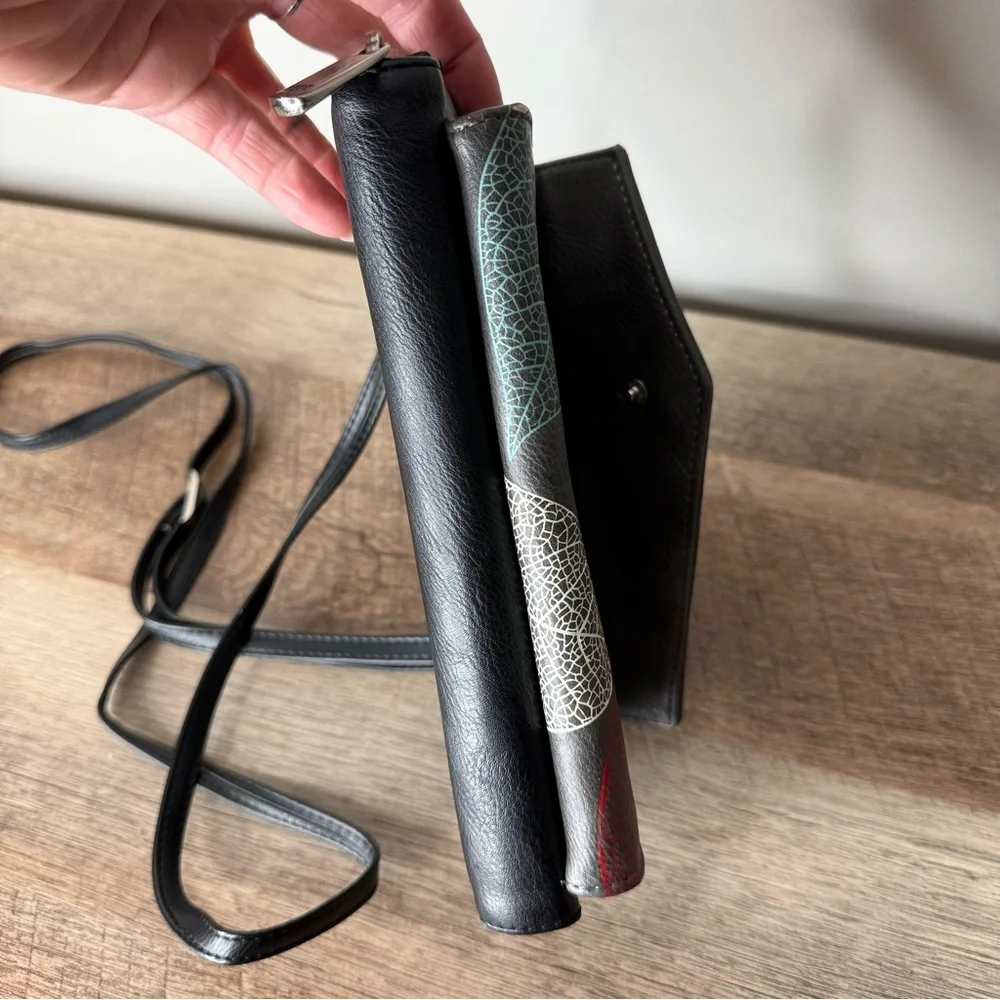 ESPE Vegan Leather Crossbody Convertible Clutch Bag Detachable Strap Leaf Wallet - Picture 8 of 14